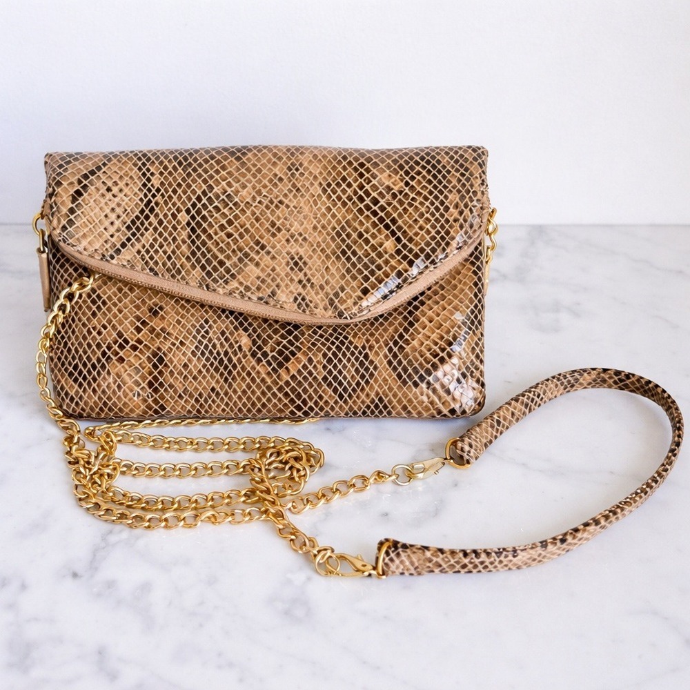 HOBO International NEW Daria Leather Autumn Python Chain Strap Crossbody Bag